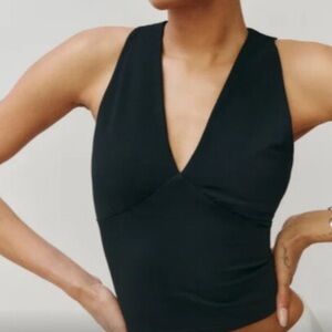NWOT Reformation Bowie Knit Top in Black Sleeveless Tank V Neckline